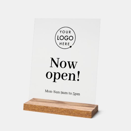 Nu Geopend | Logo Openingstijden Zakelijk Logo Acryl Bord (Hoek)