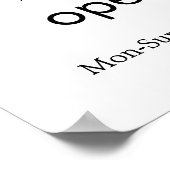 Nu geopend | Openingstijden Bedrijf Logo Wit Poster (Hoek)