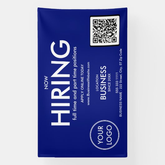 Nu huren van moderne Blue Business Logo QR-code Spandoek (Verticaal)