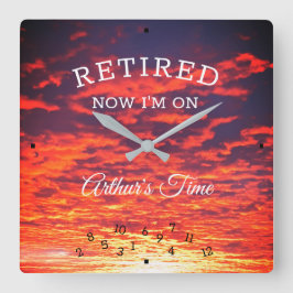 Nu in ruste op je tijd Oranje zonneschijn Vierkante Klok