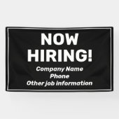 Nu inhuren gepersonaliseerde zwarte banner (Horizontaal)