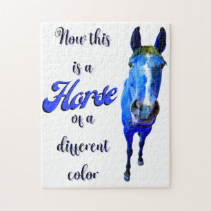 Nu Is Dit Een Paard Van Een Andere Kleur in Blauw Legpuzzel