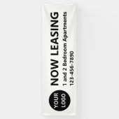 Nu Leasing Apartments Zwart-wit Uw Logo Spandoek (Verticaal)
