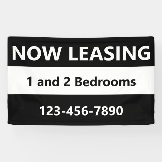 Nu Leasing Zwart en Wit Appartement Verhuur Spandoek (Horizontaal)