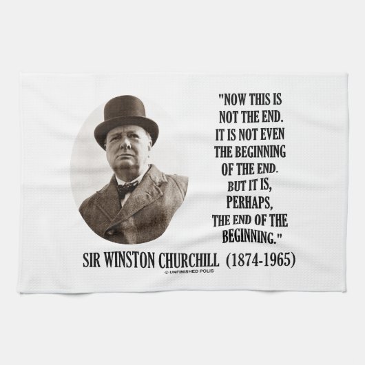 Nu niet het begin van het einde (Winston Churchill Theedoek (Horizontaal)