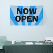 Nu Open blauw zwart bannerteken Spandoek (Beurs)