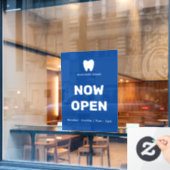 Nu Open Dentist | Logo openingstijden voor bedrijv Raamsticker (Cafe Raam)