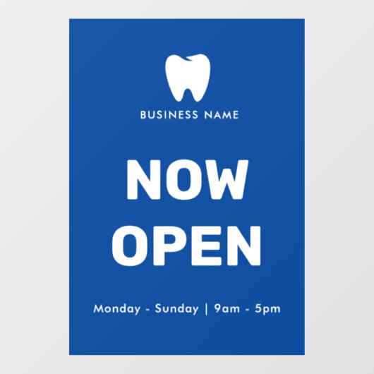 Nu Open Dentist | Logo openingstijden voor bedrijv Raamsticker (Vel)