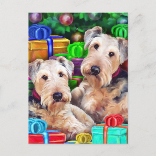 Nu Open Kerstmis van Airedale Feestdagenkaart (Voorkant)