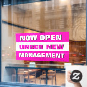 Nu open onder Nieuw Beheer Kleine Onderneming Raamsticker (Cafe Raam)