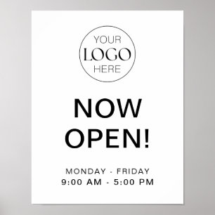 Nu open Openingstijden voor bedrijven met Logo Poster