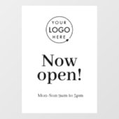 Nu openen | Business Opening Times Logo White Raamsticker (Vel)