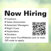 Nu personeel gezocht Zwart en Wit Retail Scan QR-c Raamsticker (Vel 3)