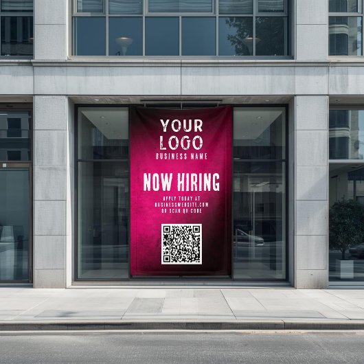 Nu Vacature Banner QR Code Magenta Grunge Gradiënt
