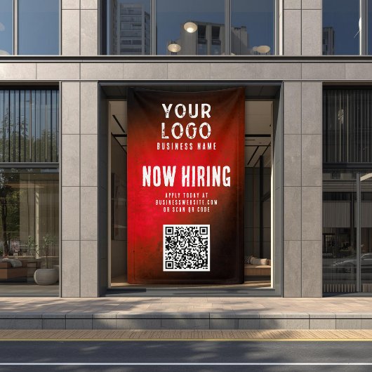 Nu Vacature Banner QR Code Rood Grunge Gradiënt