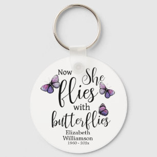 Nu vliegt ze met Butterflies Memorial Sleutelhanger