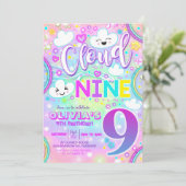 Nuage 9 Invitation d'anniversaire Rainbow Neon (Debout devant)