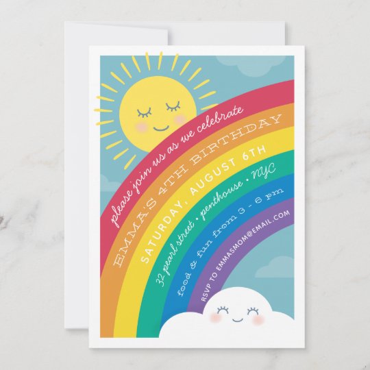 Nuage D Arc En Ciel Et Invitation D Anniversaire Zazzle Be