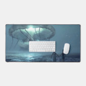 Nuage de méduse au-dessus de la plage de l'océan (Clavier et souris)