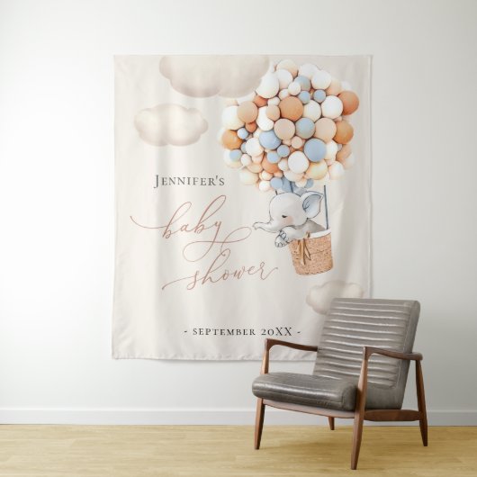 Nuage en forme de ballon éléphant Tapisserie (En situation)