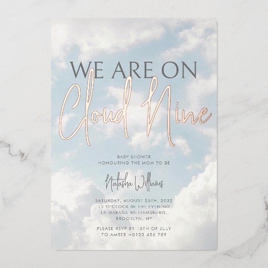 Nuage Neuf Nuages Sky Baby shower Foil Invitation (Recto)