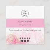 Nuage rose foncé taux carte de visite merci (Dos)