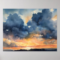 Nuages à l'aube Peinture Impression d'art Affiche