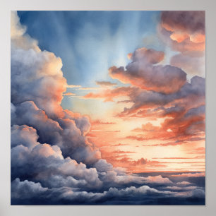 Nuages à l'aube Peinture Impression d'art Affiche