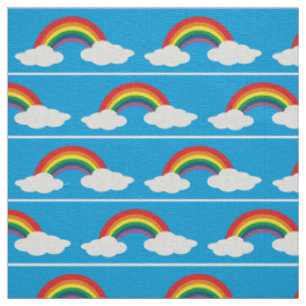 nuages arc-en-ciel bleu aqua tissu