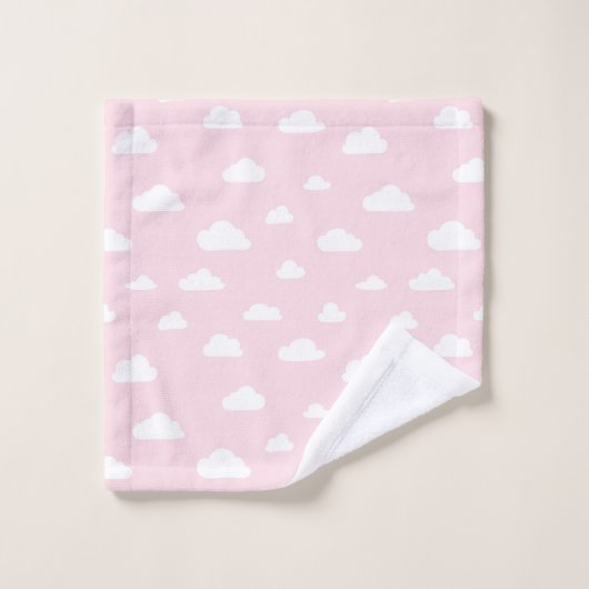 Nuages blancs de bande dessinée sur le motif rose (Gant de toilette)