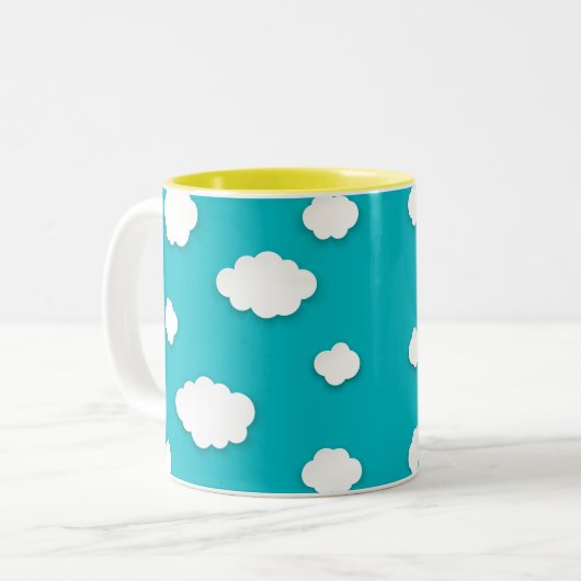 Nuages blancs sur le ciel bleu Mug à café à deux t (Devant gauche)