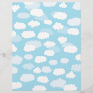 Nuages blancs sur papier bleu