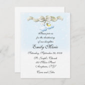 Nuages Bleu Christening Invitation (Devant / Derrière)