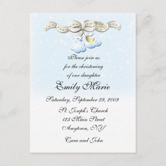 Nuages Bleu Christening Invitation (Devant)