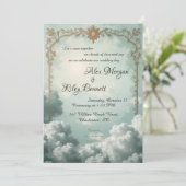 Nuages d'amour Vintage Mariage Invitation (Debout devant)