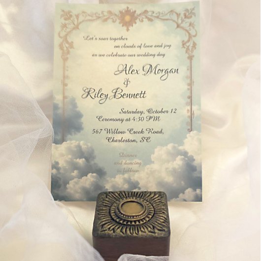 Nuages d'amour Vintage Mariage Invitation