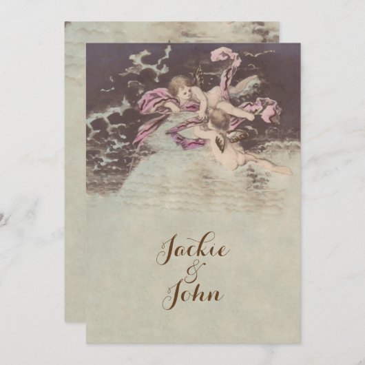 Nuages d'anges - Invitations / RSVP / Mariage (Devant / Derrière)