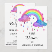 *~* Nuages de pluie Invitation Baby shower arc-en- (Devant / Derrière)
