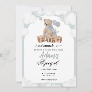 Nuages de rêve Teddy Bear Aqeeqah Invitation