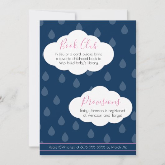 Nuages | Invitation de bébé "douche" (Dos)