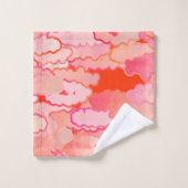 Nuages japonais, coucher du soleil, corail, Fuchsi (Gant de toilette)
