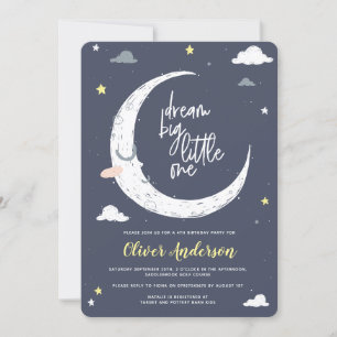 Nuages, lune et étoile invitation fête d'anniversa