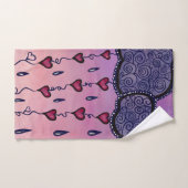 Nuages mignons, coeurs et gouttes de pluie (Serviette à main)