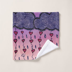 Nuages mignons, coeurs et gouttes de pluie