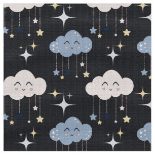Nuages mignons sur tissu foncé par le quartier gra