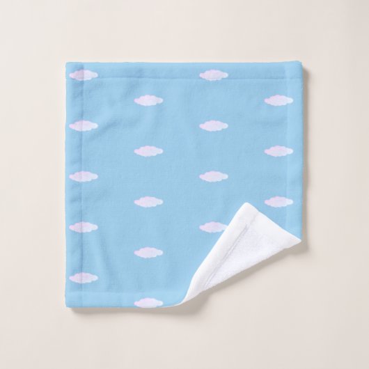 Nuages mignons sur Turquoise (Gant de toilette)