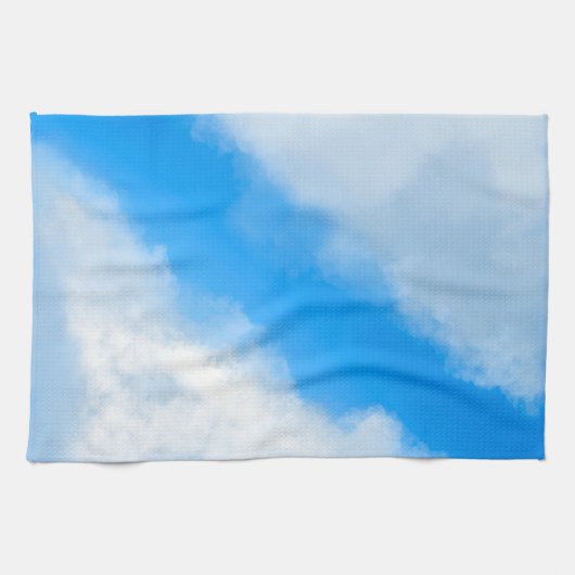 Nuages - Serviette de cuisine bleue (Horizontal)