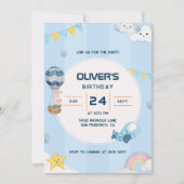 Nuages souriants Arc-en-ciel Invitation d'annivers (Devant)