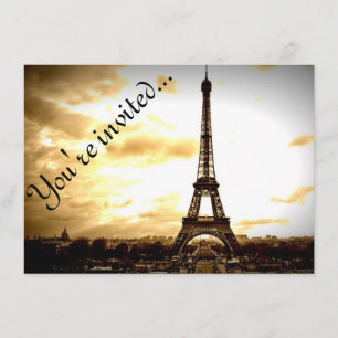 Nuages sur Paris Vintage Look Invitation personnal
