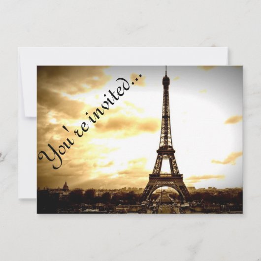 Nuages sur Paris Vintage Look Invitations (Devant)